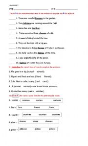 English Worksheet: SINGULAR AND PLURAL NOUNS