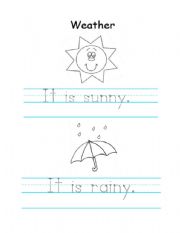 English Worksheet: Weather - Today is....Sunny, Rainy, Windy, Snowy
