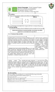 English Worksheet: causes and effects