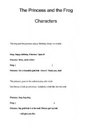 English Worksheet: The princess and the frog