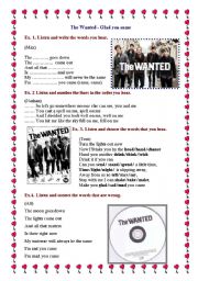 English Worksheet: Song-The Wanted-Glad you came