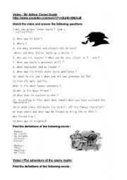 English Worksheet: Detective Stories : Sir Arthur Conan Doyle and Sherlock Holmes