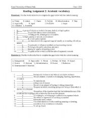 English Worksheet: academic vocabulary 