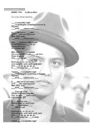 English Worksheet: Marry you by Bruno Mars