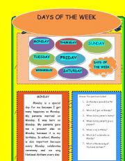 English Worksheet: days of the week