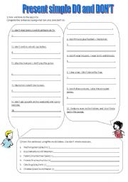 English worksheet: Present simple DO and DONT