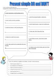 English Worksheet: Present simple DO and DONT