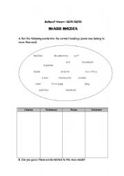 English worksheet: Media