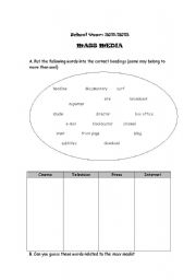 English Worksheet: Media