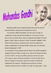 English Worksheet: Ghandi