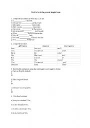 English Worksheet: Verb to be