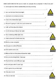 40  sentences for forming questions in basic tenses