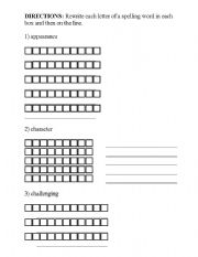 English Worksheet: Intensive Spelling Practice Worksheet