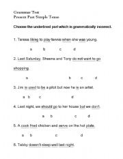 English worksheet: Grammar test