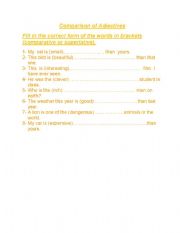 English Worksheet: comparison of adjectives