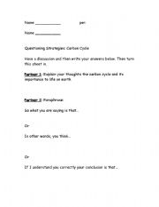 English worksheet: Cabon Cycle- questioning 