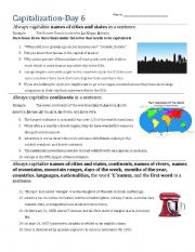 English Worksheet: Capitalization- Day 6