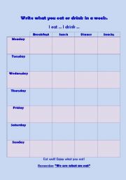 English worksheet: Week food planning