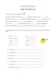 English worksheet: Simple Past Practice