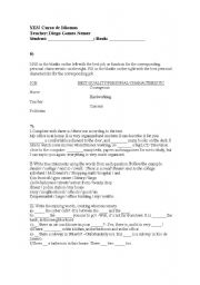 English worksheet: A2 Worksheet