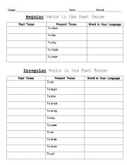 English Worksheet: Irregular Past Tense Verbs