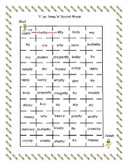 English Worksheet: Sound Maze - Y at the end of a word with long e sound- [phonetics]