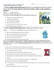 English Worksheet: Capitalization- Day 7