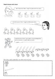 English worksheet: Read colour and match part one