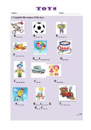 English worksheet: Toys