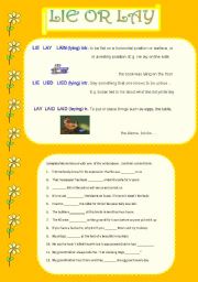 English Worksheet: lie or lay