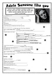 English Worksheet: Adele Someone like you