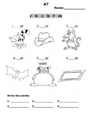 English Worksheet: Phonics Exercise - Rhyming words with AT