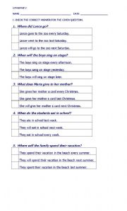 English worksheet: MIXED VERB TENSES W/ WH QUESTIONS