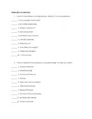 English Worksheet: Asking and Telling Sentence