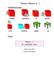 English Worksheet: Prepositions of Place