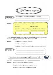 English Worksheet: If clause type1
