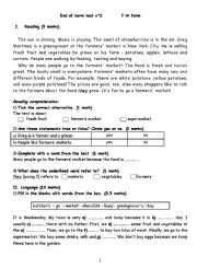 English Worksheet: End term test n2 for 7th formers