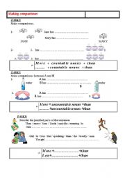 English Worksheet: making comparisons