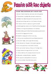 English Worksheet: PASSIVE VOICE:TWO OBJECTS
