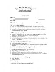 English Worksheet: Introduction to translation test.