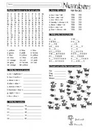 English Worksheet: Numbers up to 20