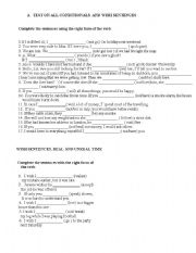 English Worksheet: A TEST ON CONDITIONALS AND WISH SENTENCES