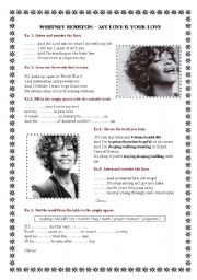 English Worksheet: Song worksheet - Whiney Huston - My love is your love.