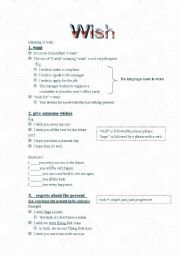 English Worksheet: i wish grammar guide and exercise
