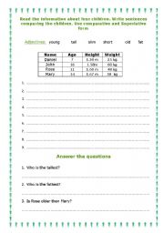 English Worksheet: Comparative and superlative