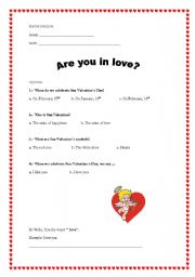 English Worksheet: Valentines Day