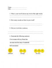 English worksheet: a practice sheet to use a sight word and to practice simple punctuation