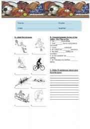 English Worksheet: Sports