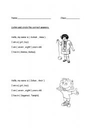 English worksheet: myself