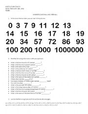 English worksheet: Numbers activity